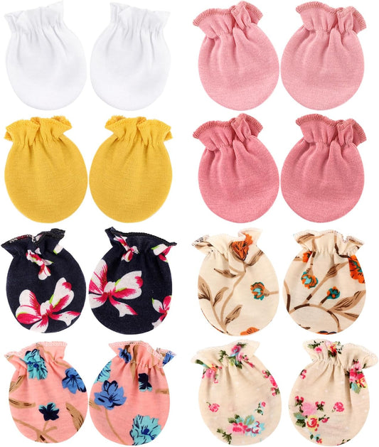 Newborn Baby Mittens No Scratch Cotton Elastic Wrist Gloves Infant Toddler Mittens for Baby Boy Girl 0-6 Months