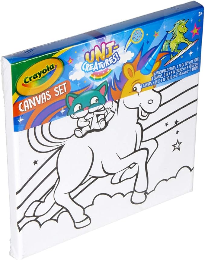 Crayola Unicorn Canvas Paint Set, Gift for Kids, Ages 3, 4, 5, 6, Multi-colored, One Size