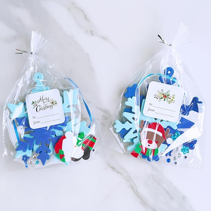 Winlyn 24 Sets Christmas Craft Kits Winter Crafts DIY Christmas Snowflake Ornaments Decorations Art Sets Foam Snowman Santa Owl Christmas Stickers for Kids Holiday Classroom Activities Party Favors