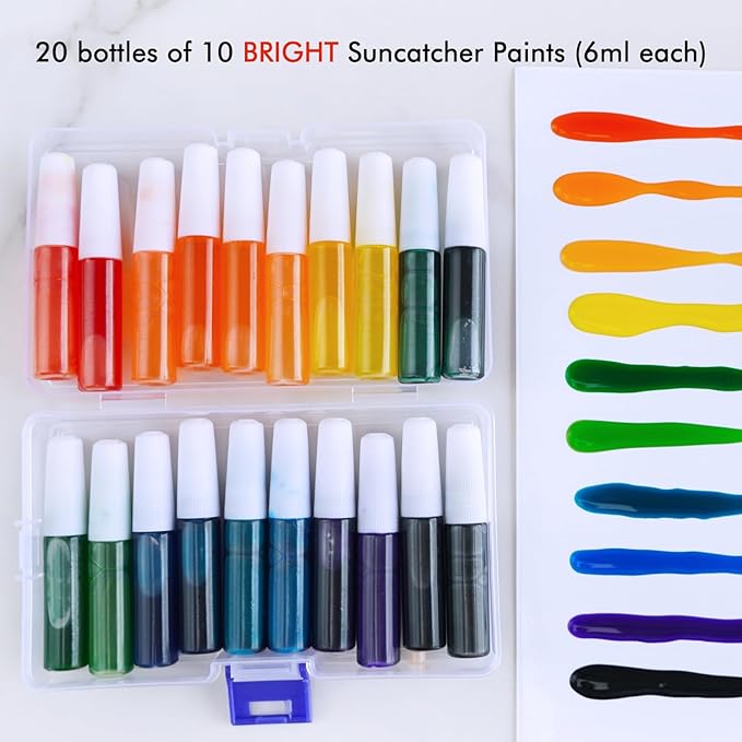 Winlyn 24 Sets Halloween Bat Suncatchers Ornaments DIY Window Paint Art Suncatchers Halloween Craft Kits Bat Suncatchers Painting Kits for Kids Classroom Activities Fall Halloween Party Art Projects