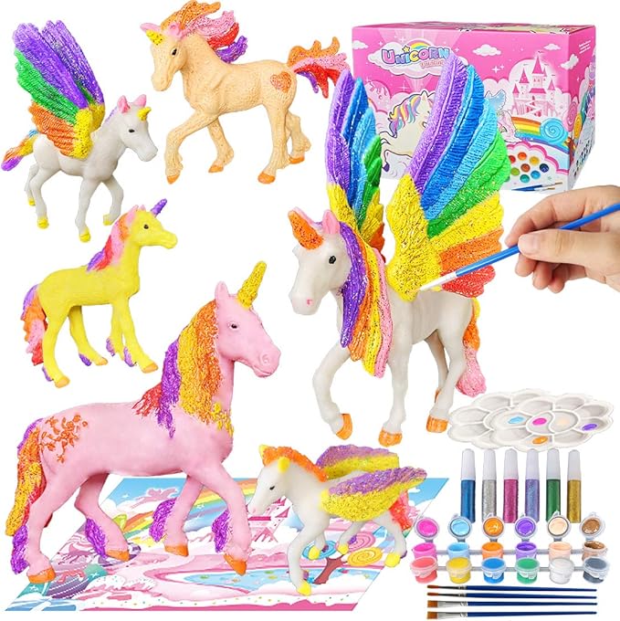 Yileqi Unicorn Painting Kit - Paint Craft for Girls, Arts and Crafts for Kids Age 4-9 - DIY Unicorn Party Favors and Activities