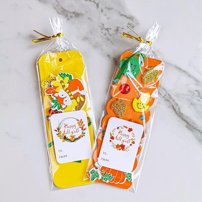 Winlyn 36 Sets Fall Craft Kits Kids Autumn Thanksgiving Fall Crafts DIY Fall Bookmarks Decorations Art Sets Pumpkin Maple leaf Harvest Foam Stickers Arts and Crafts for Kids Classroom Party Activities