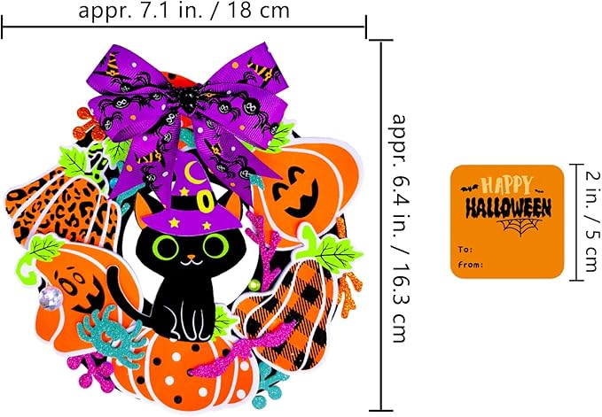Winlyn 12 Sets Halloween Craft Kits Fall Crafts DIY Halloween Wreath Decorations Art Sets Pumpkin Monster Candy Corn Spider Bat Arts and Crafts Halloween Foam Stickers for Kids Classroom Activities
