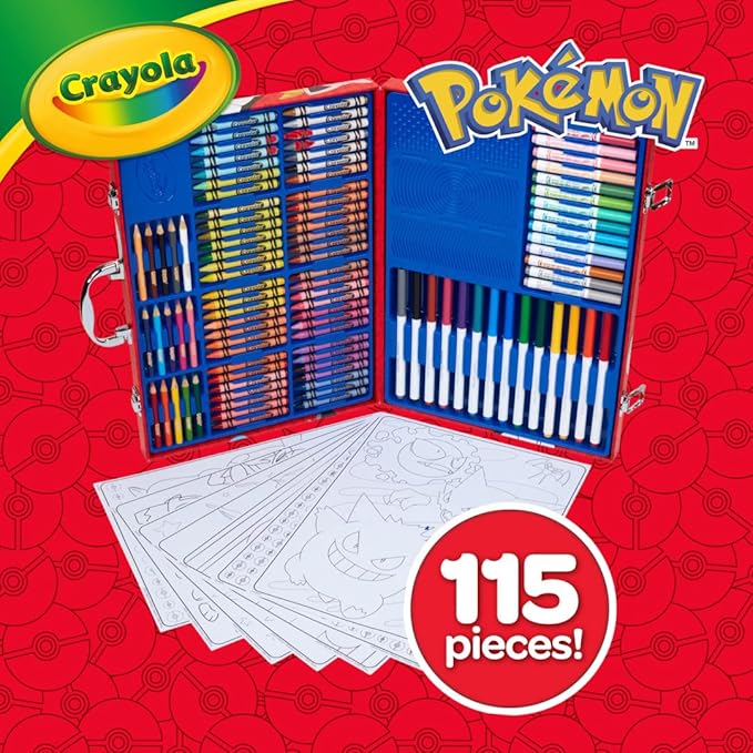 Crayola Pokémon Imagination Art Set (115pcs), Kids Art Kit, Coloring Supplies, Pokemon Toys, Pokemon Gift for Boys & Girls, Ages 5+