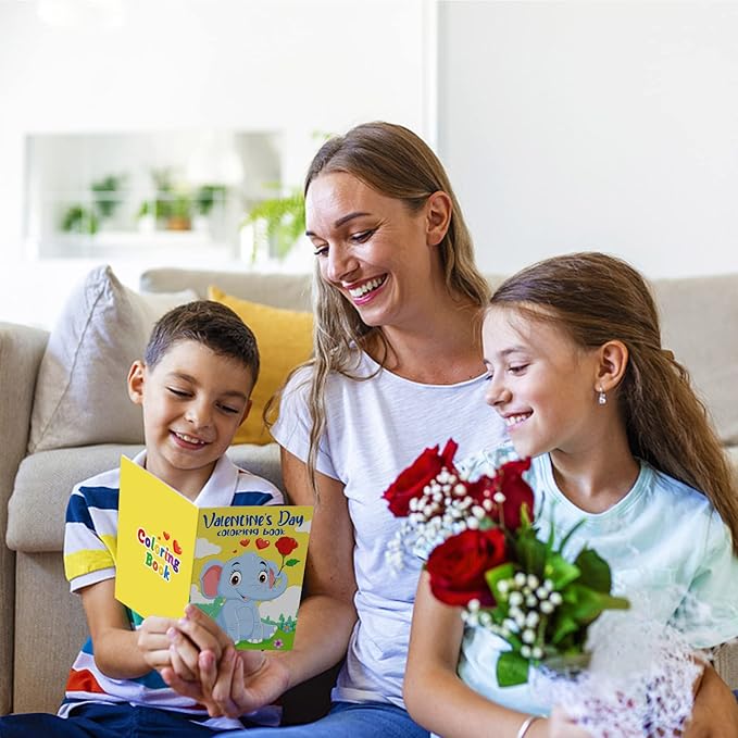 Omgouue 32Pcs Valentine’s Day Coloring Books for Kids - Coloring Book for Kids All Ages Indoor Activities at Home Party Favors Gift Supplies