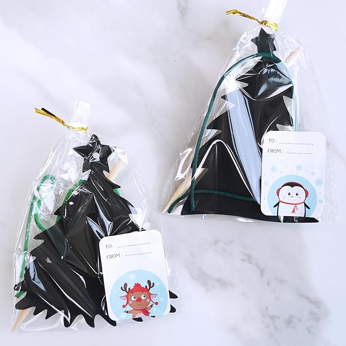 Winlyn 54 Sets 9 Styles Magic Color Scratch Black Christmas Tree Ornaments Christmas Tree Rainbow Scratch Art Decorations Christmas Craft Kit for Kids Classroom Activities Holiday Season Party Favors
