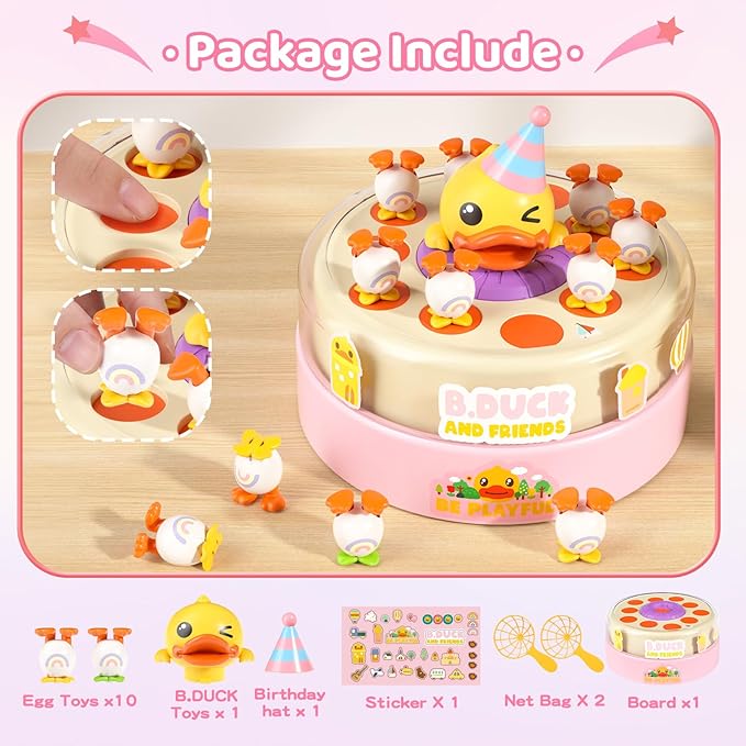 B.Duck Games for Kids Age 4-6, Catch and Bounce Duck Board Games for Kids 3-5,Family Toddlers Games Birthday Gifts for 5-7 Girls, Christmas Birthday Gifts for Toddlers 4-8