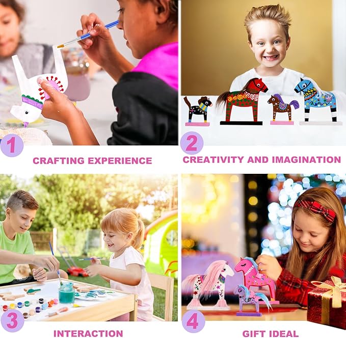 leffuny Unicorn Painting Kit for Kids - Unicorn Toys Wood Craft Kit - DIY Unicorn Gifts Toys kit - Arts and Crafts for Kids- Make Your Own Magic Unicorn Crafts- Christmas Gifts for Kids, Boys, Girls