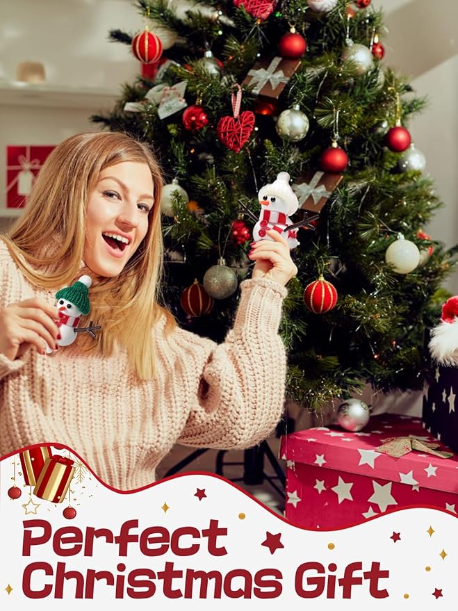 Cosweet 12 Pack Christmas Snowman Crafts Kit for Kids- Build a Snowman Kit with Air Dry Clay Xmas Stocking Stuffers Gift for Party Favors Winter Activities DIY Crafts Sewing