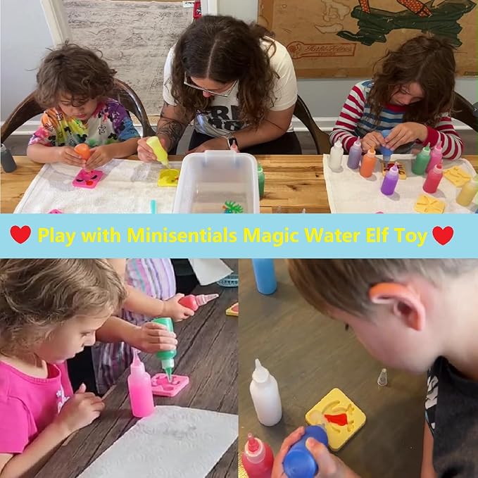 MINISENTIALS Magic Water Elf Toy Kit - 20 Colors Aqua Art Gel 100ml Jumbo Size Famliy Set - 15 Sea Creature Molds Magic Fairy Squishy Maker - Party Favor Birthday Christmas Gift for Kids