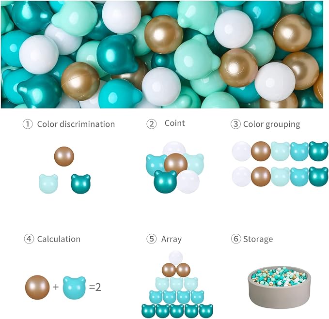 GOGOSO Bear Ball Pit Balls Shapes BPA Free Plastic Play Balls Crush Proof Kids Toddlers Baby Pastel Pelotas Toy Shaped Giant Friendship Bracelet