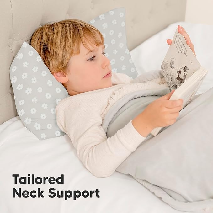 Toddler Pillow with Pillowcase - 13x18 My Little Dreamy Pillow, Organic Cotton Toddler Pillows for Sleeping, Kids Pillow, Travel Pillows, Mini Pillow, Nursery Pillow, Toddler Bed Pillow (Meadow)