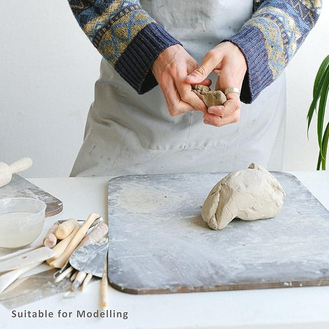 TORISING Air Dry Clay 10 LBs with 42 Pcs Set Pottery Clay Tools Set, 12 Vivid Colors 5ml Each and 2 Brushes for Hand Modeling and Throwing, Non-Toxic (White)