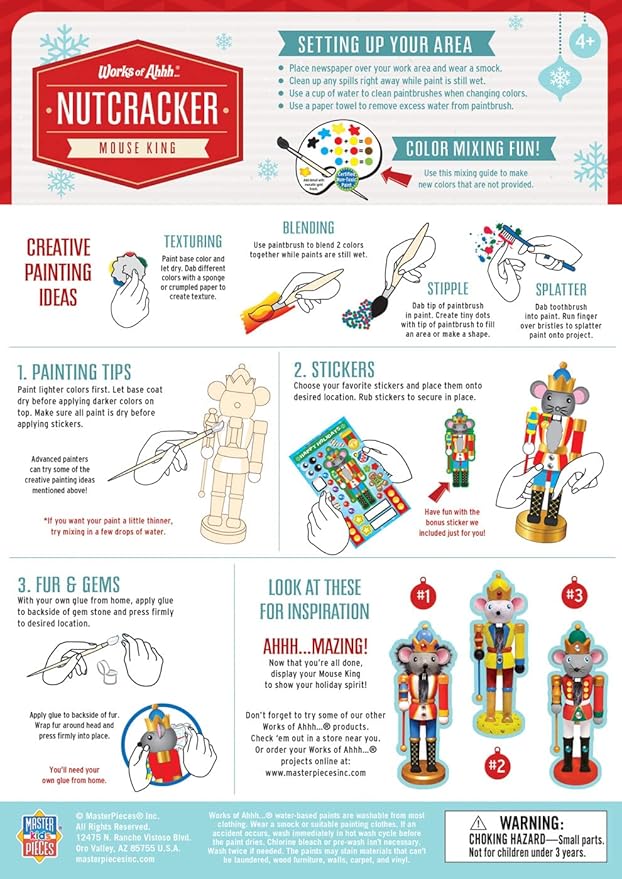 Works of Ahhh... Holiday Craft Set - Nutcracker Mouse King Wood Paint Kit