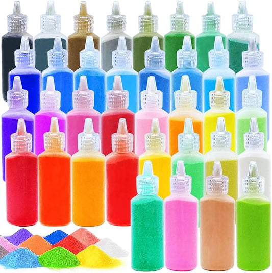 Guuozzli 36 PCS Art Sand Kit, DIY Scenic Sand Painting & Wedding Decoration Bottles