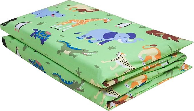 Wildkin Kids Nap Mat Cover for Boys & Girls, Sewn-in Flap Design Rest Mat Cover, Perfect for Preschool and Daycare, Fits Our Vinyl Nap Mat up to 1.5 Inches Including Basic Sleep Mat (Wild Animals)