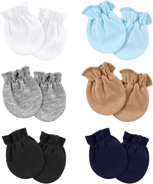 Newborn Baby Mittens No Scratch Cotton Elastic Wrist Gloves Infant Toddler Mittens for Baby Boy Girl 0-6 Months