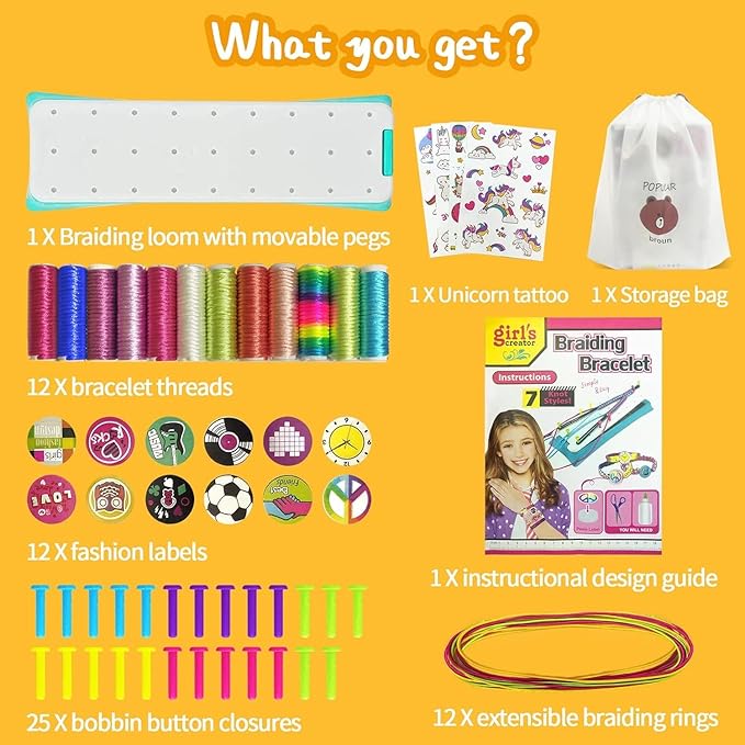 YEETIN DIY Bracelet Maker Kit for Girls 6-12 yrs Old, Loom Braid Bracelet Making Craft Sets, 2023 Hottest Teen Girl Gifts Bracelets String Kit