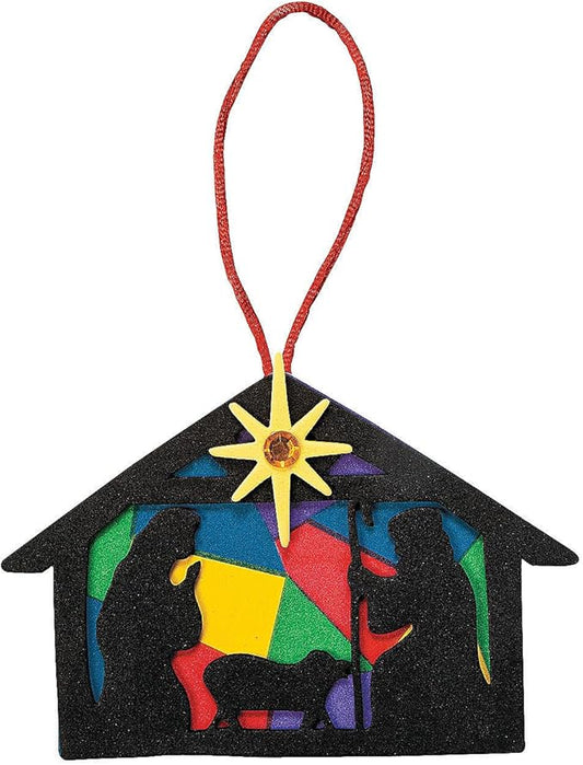 Nativity Silhouette Foam Ornament Craft Kit - Makes 12 - Sunday School Religious Crafts for Kids and Fun Home Activities