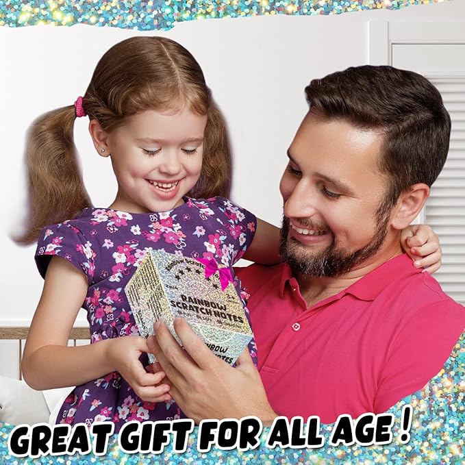 ZMLM Rainbow Scratch Paper Art Mini Notes Easter Basket Stuffers for Kids Teens Gifts Ages 4-8 Bulk Craft Supplies for Girls Boys Birthday Classroom Party Games Toy Stocking Stuffers(Silver)