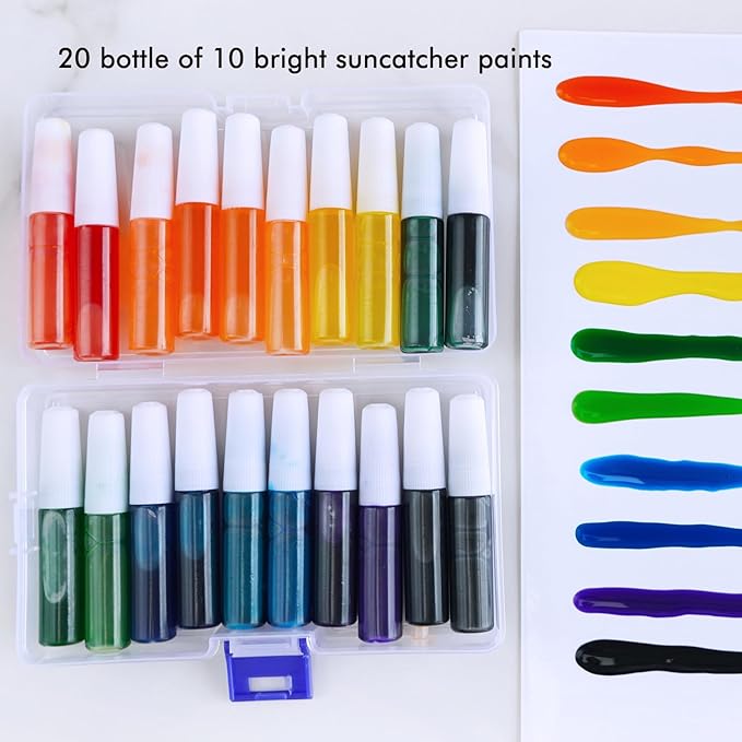 Winlyn 27 Sets Halloween Craft Kits Halloween Bat Suncatchers Ornaments Decorations DIY Window Paint Art Suncatchers Bat Suncatchers Painting Kits for Kids Halloween Classroom Activities Art Projects