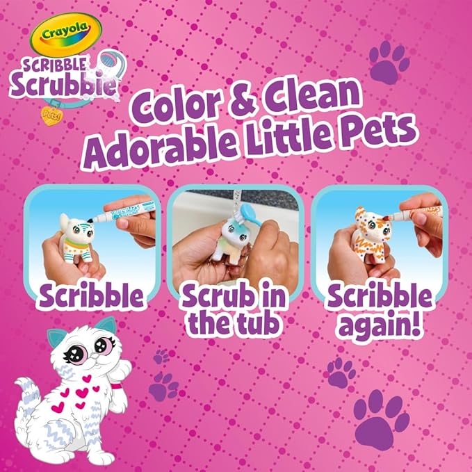 Crayola Scribble Scrubbie Pets Super Salon, Color, Paint & Wash Toy, Gift for Kids, Ages 3, 4, 5, 6