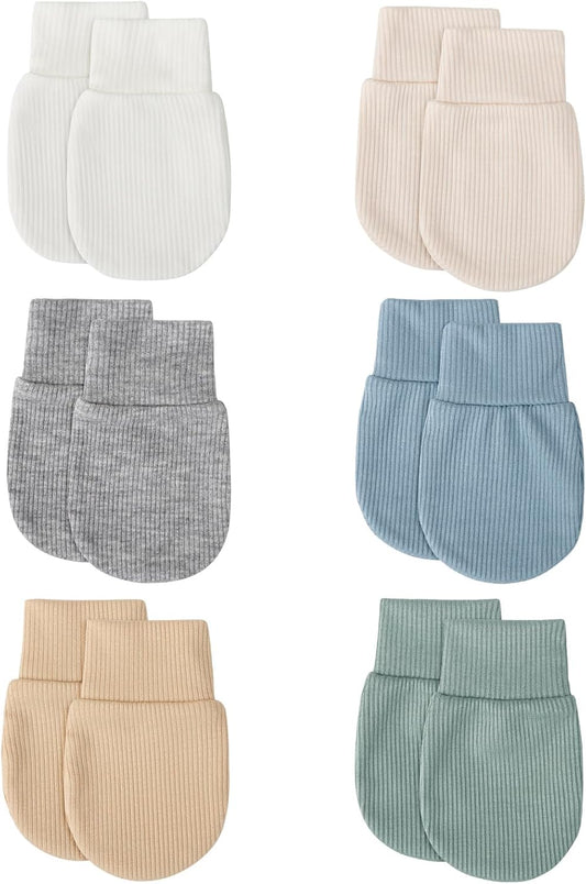 BQUBO 6 Pairs Newborn Baby Boys Girls Mittens 0-6 Months Unisex-Baby Infant Mittens Elastic No Scratch Wrist Gloves