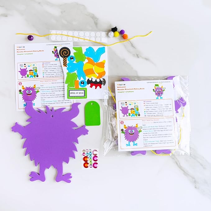 Winlyn 24 Sets Halloween Crafts for Kids Individual Halloween Craft Kits Fall Crafts DIY Monster Ornaments Foam Monster Crafts Halloween Arts and Crafts for Kids Classroom Art Activities Party Favors