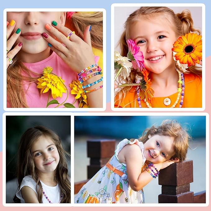 Color Beads Bracelet Making Kit 1100PCS, Girls' Lovely Bracelet Necklace Jewelry Making Kit, friendship bracelet kit Girls' Birthday Gift DIY Craft for Girls,Christmas Gift Set For Kids Age 6+