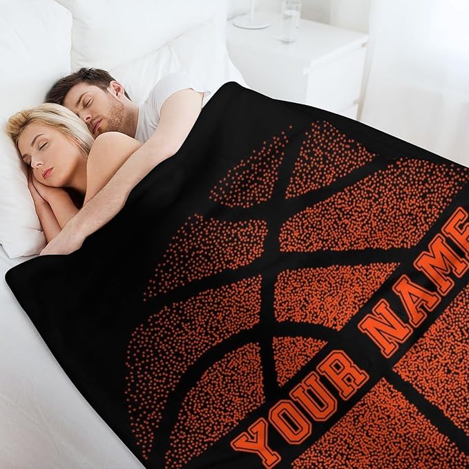 Custom Basketball Blanket - Soft Flannel Sports Basketball Blankets for Teens Adults Women Men Basketball Lovers - Warm Basketball Throw Blankets for All Season Lap, Chair, Sofa, Couch, Bed - 80"x60"