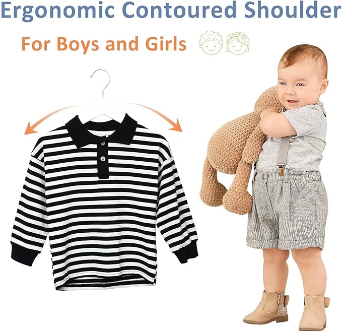 FairyHaus Kids Hangers 20 Pack 12.8 Inch, Solid Wooden Baby Hangers for Closet, Anti-Rust 360° Swivel Hook, Notches & Smooth Finish, Durable and Strong Childrens Hangers for Clothes White