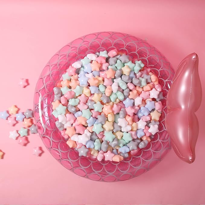 GOGOSO Star Ball Pit Balls for Kids - 100pcs Friendship Bracelet Balls Play Balls Soft Plastic Balls for Toddler Ball Pits Play, Pool Tent Party Favors Summer Water Bath Toy