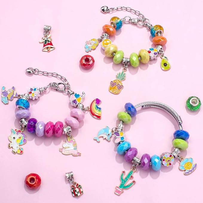 Happytime Charm Bracelet Making Kit for Girls Jewelry Making Supplies Beads Unicorn Mermaid Arts and Crafts Girls Toys Age 6-8