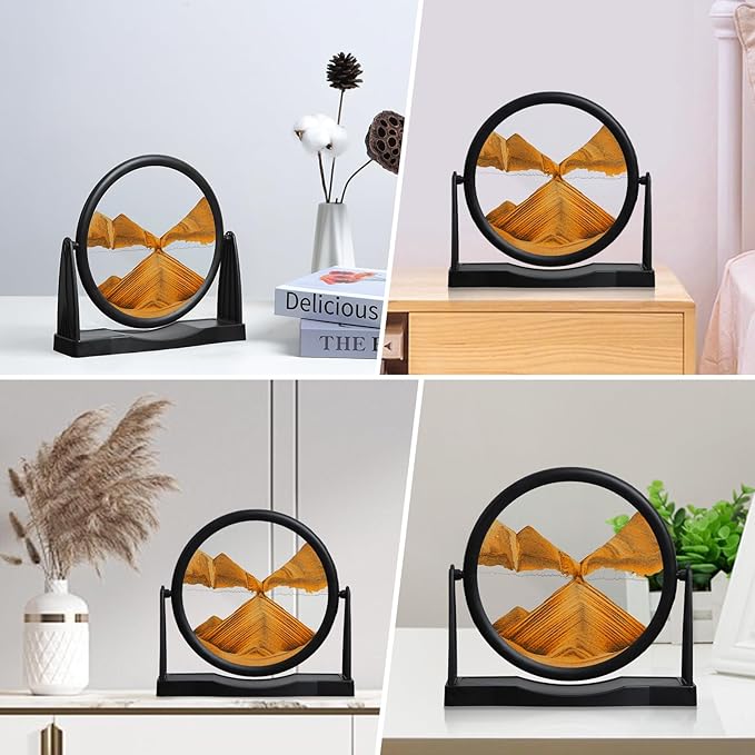 MXYATCJ | Moving Sand Art | Sand Art Liquid Motion | Sand Art Pictures | 3D Deep Sea Sandscape | Glass Sand Art Display | Sand Relaxing Gift for Adult | Home Office Decor | Desktop Toys | (10''Orange)