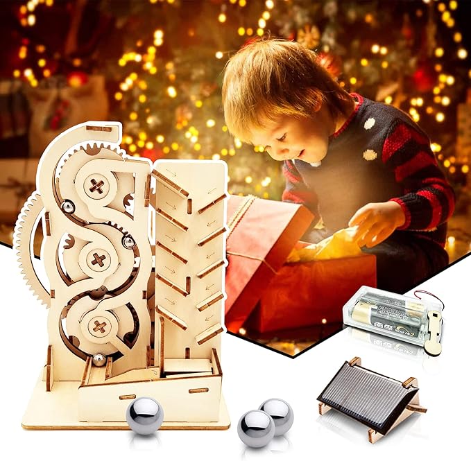 Solar 3D Wooden Puzzle Marble Run DIY Model Kit Craft Sets Educational Wood Mechanical Building Toys STEM Science Experiments Projects Birthday Gift for Adult Men Kids Age 8 10 12 14＋