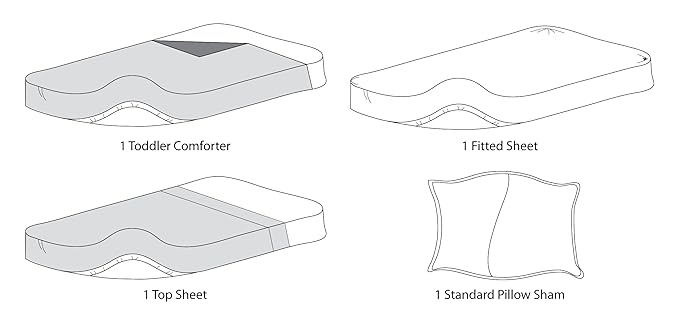 American Baby Company Heavenly Soft Minky Dot Chenille Toddler Bedding Set, 3D Cloud Gray, 4 Piece, for Boys and Girls