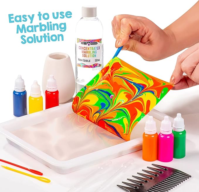 Original Stationery Rainbow Marbling Kit for Kids, to Make Marble Art and Craft Kids Will Love, Great Arts and Crafts and Rainbow Gifts for Girls