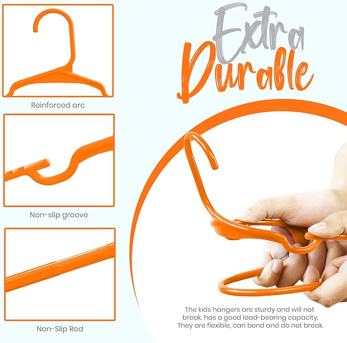 Utopia Home 20 Pack Kids Hangers - 11.5 Inch Plastic Baby Hangers for Closet - Childrens Hanger for Clothes & Infant Hanger for Closet - Ideal for Everyday Standard Use (Orange)