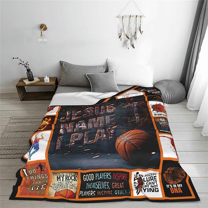 Basketball Blanket Basketball Print Throws Blanket Sports Lover Gifts for Men Basketball Decor Soft Cozy Fleece Plush Warm Flannel Bedding Blanket for Boys Kids Adults Couch Bed 50"X60"
