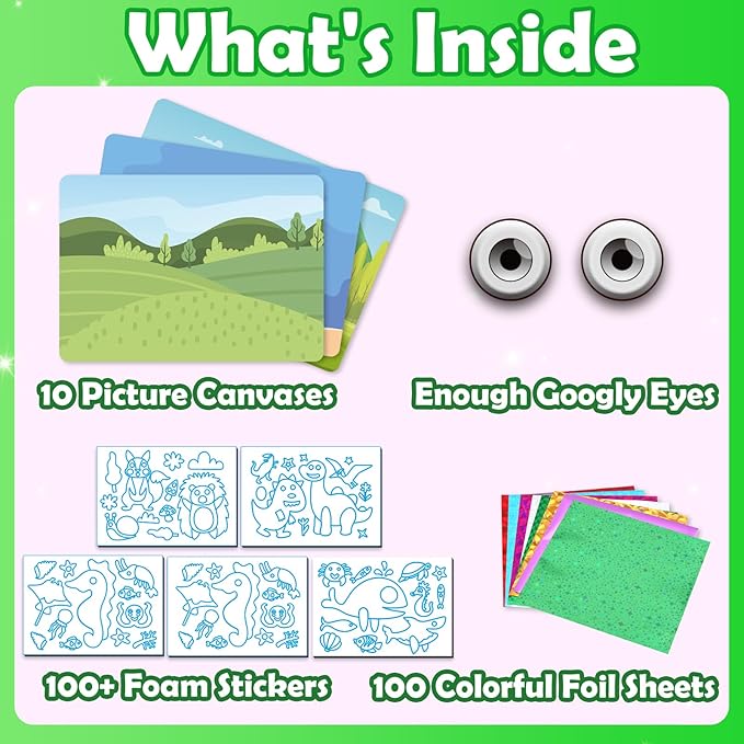 ZMLM Foil Art Kit for Kids - Arts Crafts Fun Mess Free Activity, Gifts for Ages 4 5 6 7 8 9 Girls Boys, Crafts for Kids Creative Birthday Easter Valentines Gifts Toys (Dinosaur & Animal)