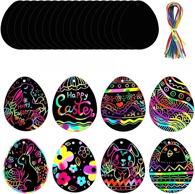 Rainbow Scratch Paper Sets 102pcs- Magic Egg Scratch Off Paper Sheets for Age 3-12 Kids Girl Boy Teen Toy Game Gift for Children Birthday Party Favor Game Activities DIY Projects Classroom interaction