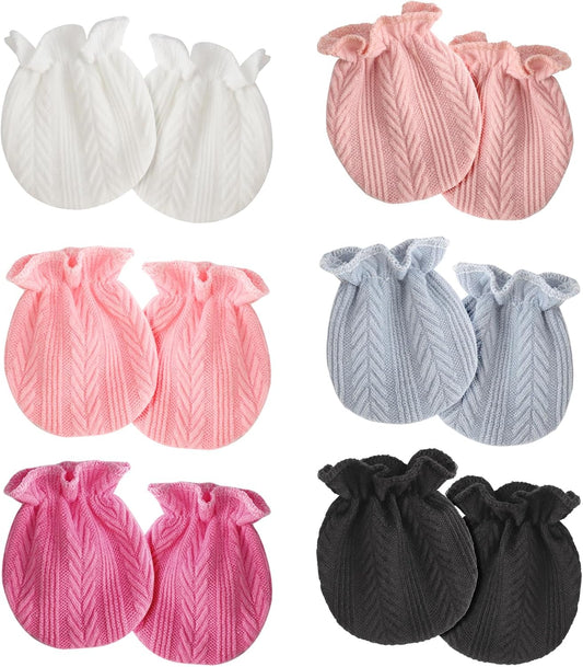 Newborn Baby Mittens No Scratch Cotton Elastic Wrist Gloves Infant Toddler Mittens for Baby Boy Girl 0-6 Months