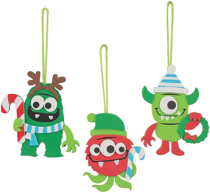 Christmas Monster Ornament Craft Kit - Craft Kits - 12 Pieces