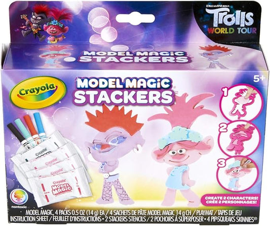 Crayola Trolls World Tour Model Magic Stackers, Trolls 2, Trolls Craft Kit, Gift for Kids, Ages 5, 6, 7, 8