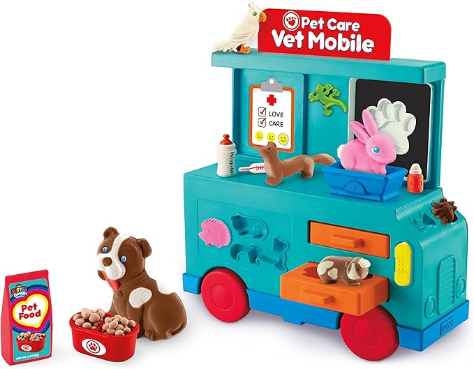 Cra-Z-Art Softee Dough Pet Care Vet Mobile Playset, Modeling Dough Play Toy for Kids Ages 3 Years and Up