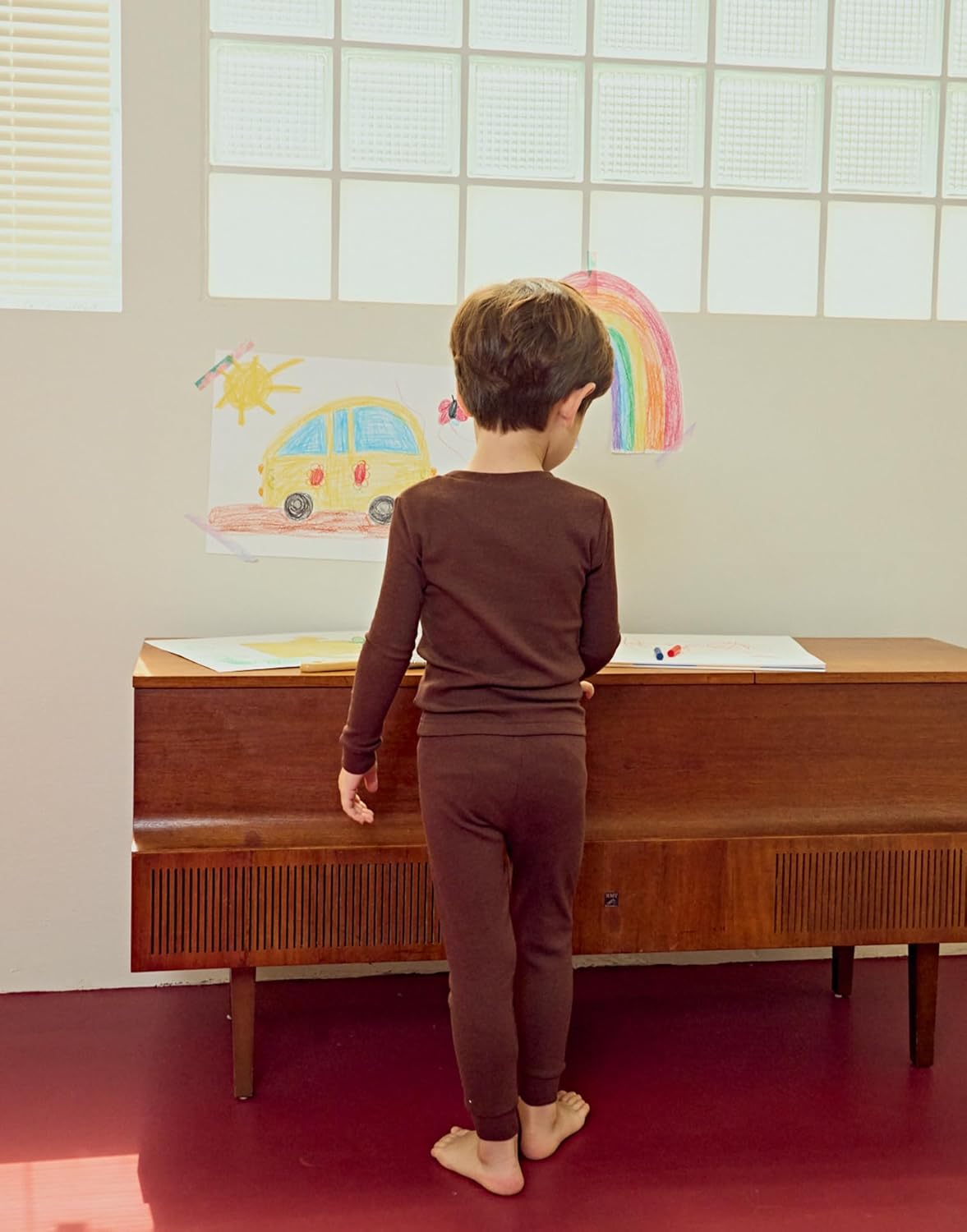 moimoln Pajamas Set 6M-5Y Solid Ribbed Unisex Baby & Toddler, Soft Viscose, Snug-Fit, Everyday Sleepwear