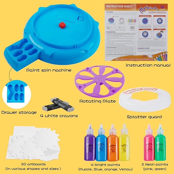 Wings Giant Paint Spin Art Machine Kit for Kids, Paint Spinner with Splatter Guard, Thicker Painting Spinner Arts & Crafts Gifts for Birthday, Toys Kits Set for Boys Girls Ages 6 7 8 9 10