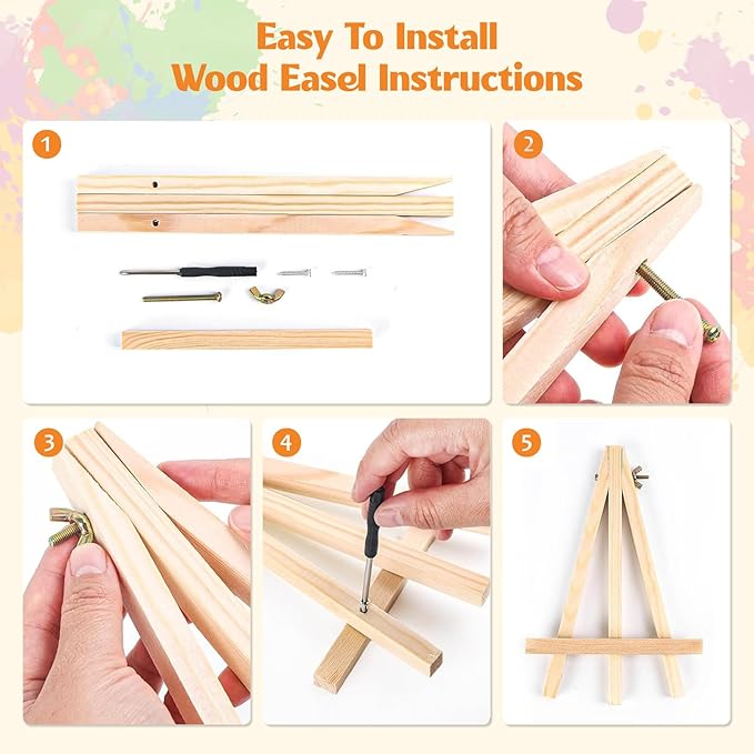 MISCER 4 Pack Paint by Numbers for Adults Beginner, Trees Paint by Number Kits with Easel, DIY Acrylic Oil Painting Suitable for Home Decoration (8 * 12 Inch)