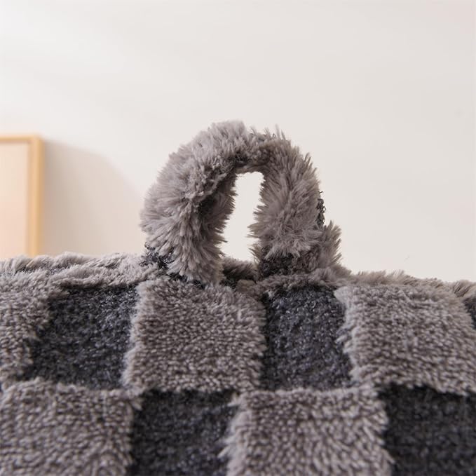 Aimuan Checkered Reading Pillow Bed Rest Wedge Backrest Checkerboard Pillow with Arms Back Support for Sitting Up in Bed Cushion Incline Rest Sleeping Snoring Pillow (Dark Grey,Standard)