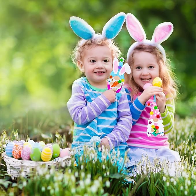 Winlyn 24 Sets Easter Decorations DIY 3D Gnome Ornaments Easter Craft Kits Assorted Foam Easter Gnome Ornaments Easter Stickers for Kids Party Favors Easter Spring Classroom Home Activity Art Project